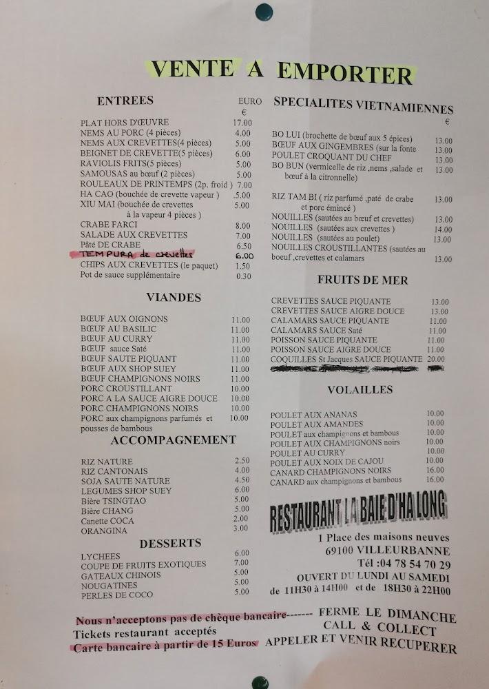 Restaurant La Baie d'Halong - Menu Image 2