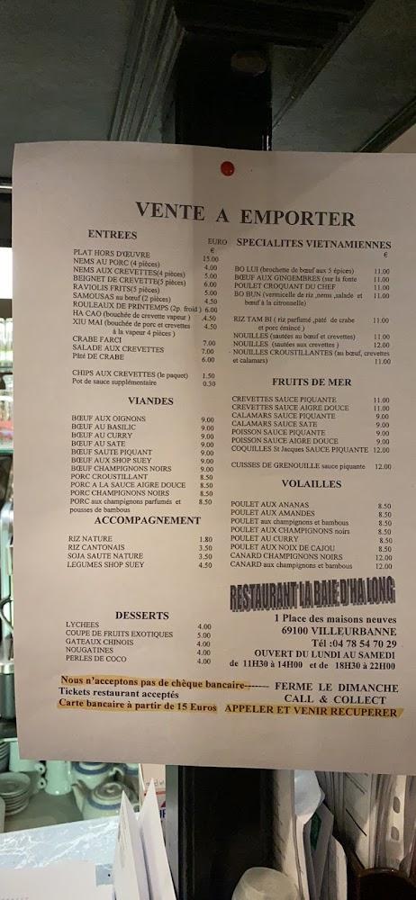 Restaurant La Baie d'Halong - Menu Image 4